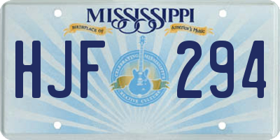 MS license plate HJF294