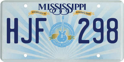 MS license plate HJF298