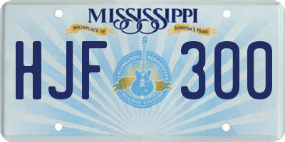 MS license plate HJF300