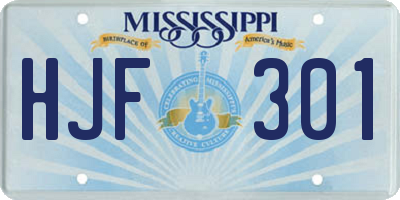 MS license plate HJF301