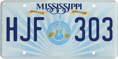 MS license plate HJF303