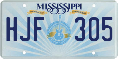 MS license plate HJF305