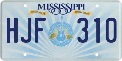 MS license plate HJF310
