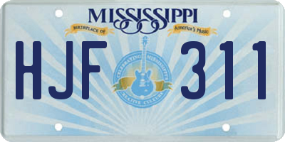 MS license plate HJF311