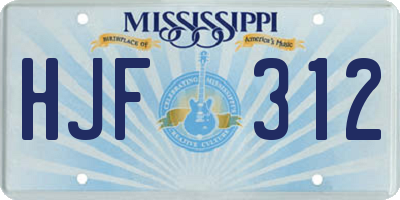 MS license plate HJF312