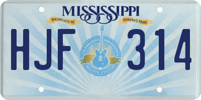 MS license plate HJF314
