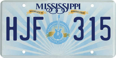 MS license plate HJF315