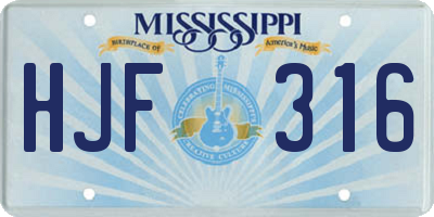 MS license plate HJF316