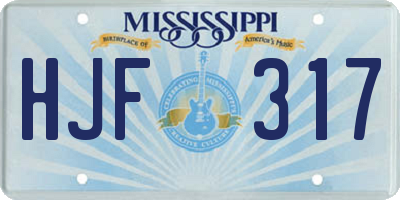 MS license plate HJF317