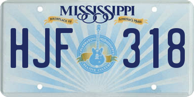 MS license plate HJF318