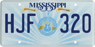 MS license plate HJF320