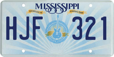 MS license plate HJF321