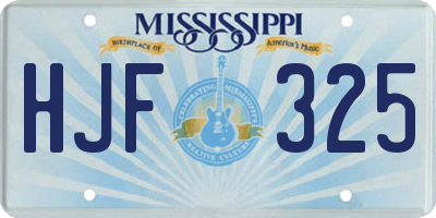MS license plate HJF325