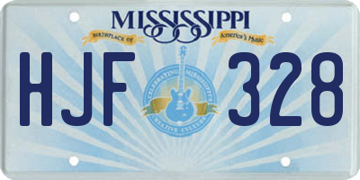 MS license plate HJF328