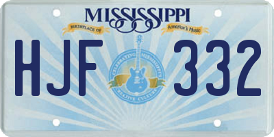 MS license plate HJF332