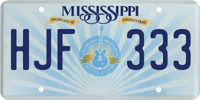 MS license plate HJF333