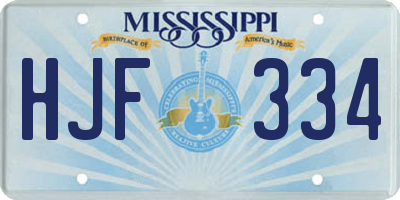 MS license plate HJF334