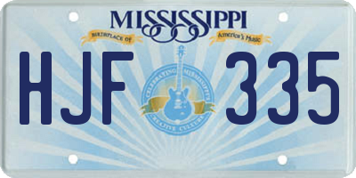 MS license plate HJF335