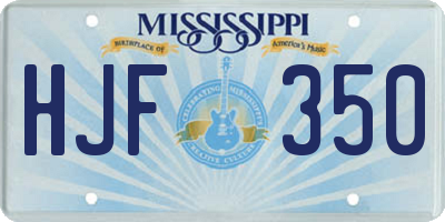MS license plate HJF350