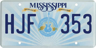 MS license plate HJF353