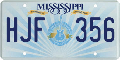 MS license plate HJF356
