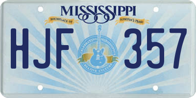 MS license plate HJF357