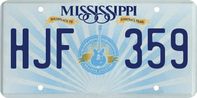 MS license plate HJF359