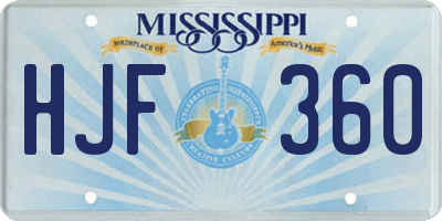 MS license plate HJF360