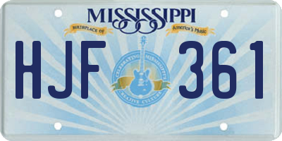 MS license plate HJF361