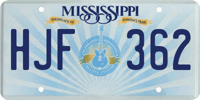 MS license plate HJF362