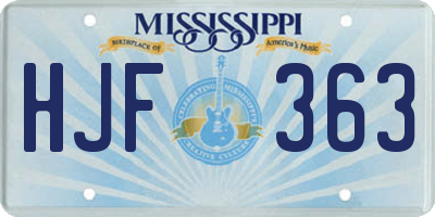 MS license plate HJF363