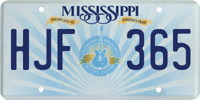MS license plate HJF365