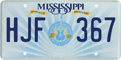 MS license plate HJF367