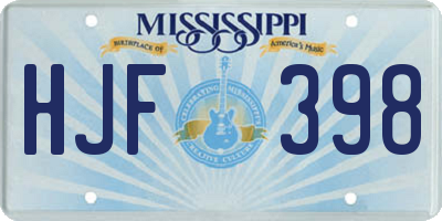 MS license plate HJF398