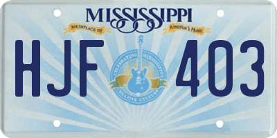 MS license plate HJF403
