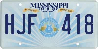 MS license plate HJF418