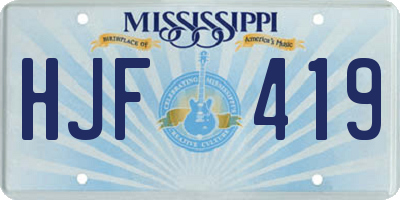MS license plate HJF419