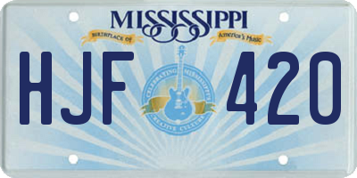 MS license plate HJF420