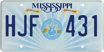 MS license plate HJF431