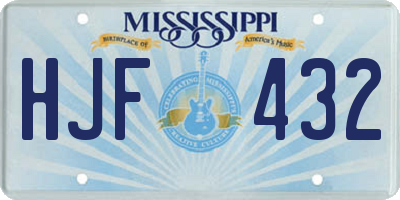 MS license plate HJF432