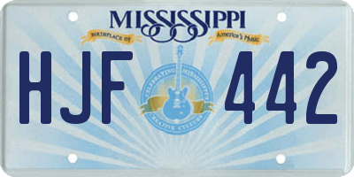 MS license plate HJF442