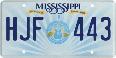 MS license plate HJF443