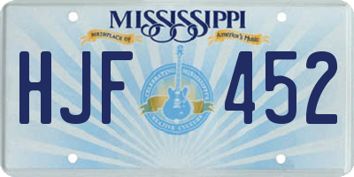 MS license plate HJF452