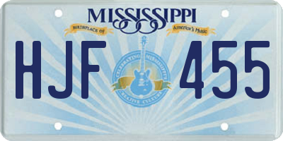 MS license plate HJF455