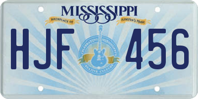MS license plate HJF456