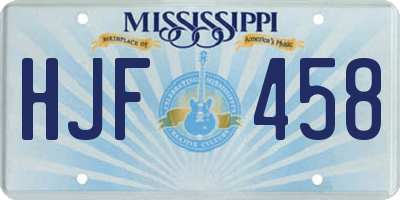 MS license plate HJF458