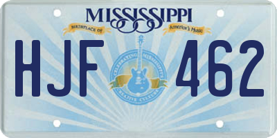 MS license plate HJF462