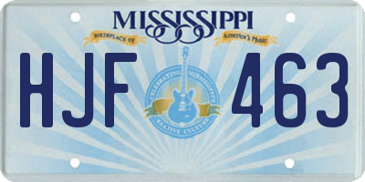 MS license plate HJF463