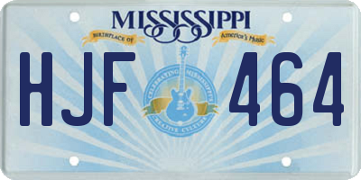 MS license plate HJF464