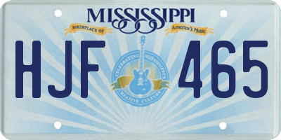 MS license plate HJF465